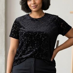 Black Velvet Burnout Mesh Tee